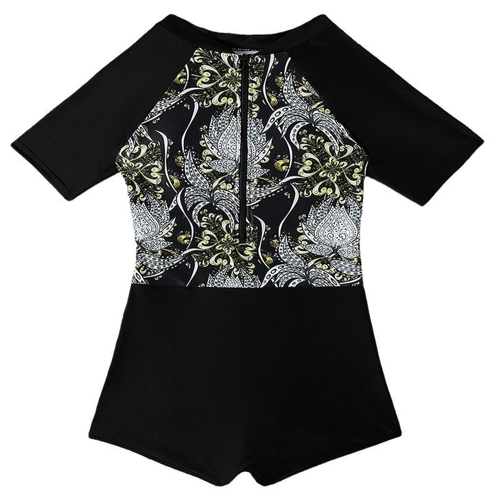 Dame Rashguard badetøj med blomstermønster og korte ærmer Skovae