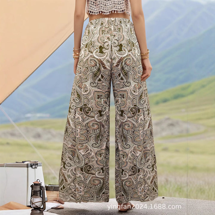Dame Boho Paisley Tryk Bred Bukser Stilla