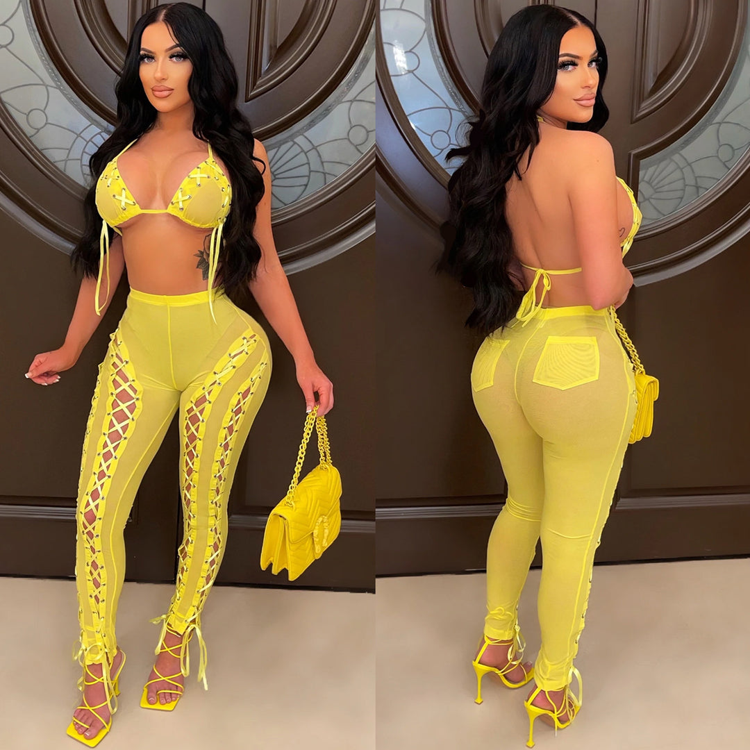 Dame Sporty Crop-Top og High-Waist Leggings Sæt Stilla