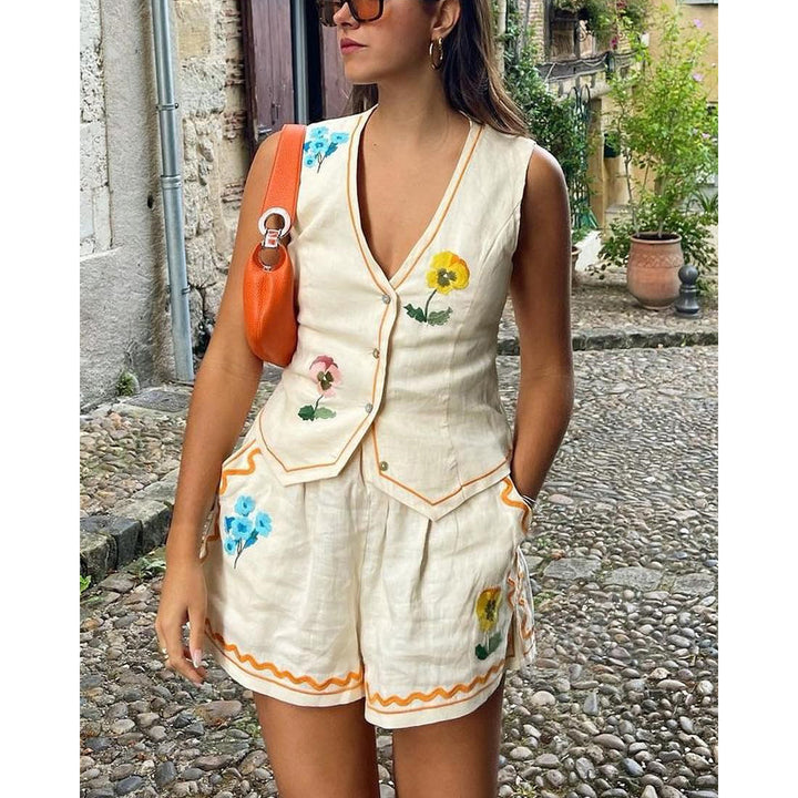 Dame Sommerligt Blomsterdesign Overall Stilla