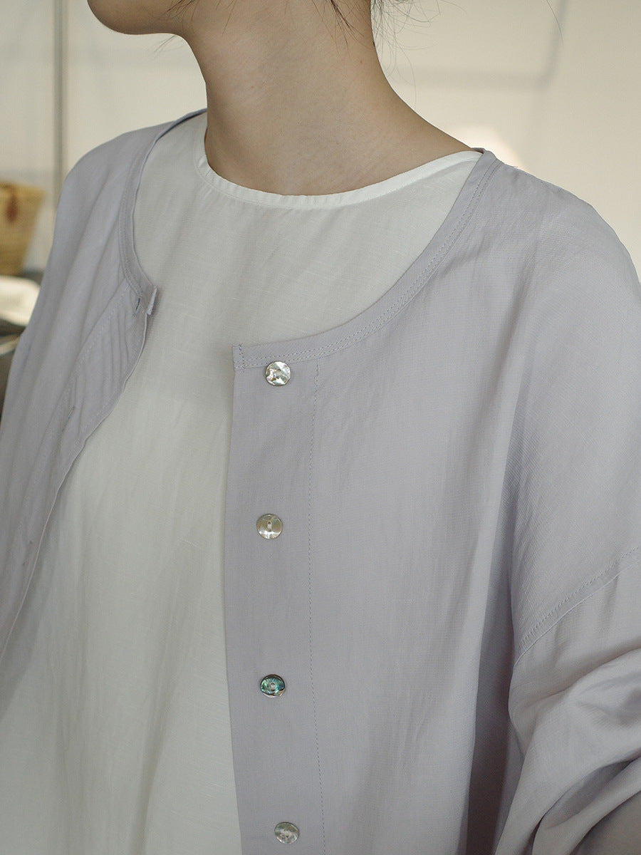 Dame luftig oversized top i fint struktureret materiale med indsnittede ærmer Stilla
