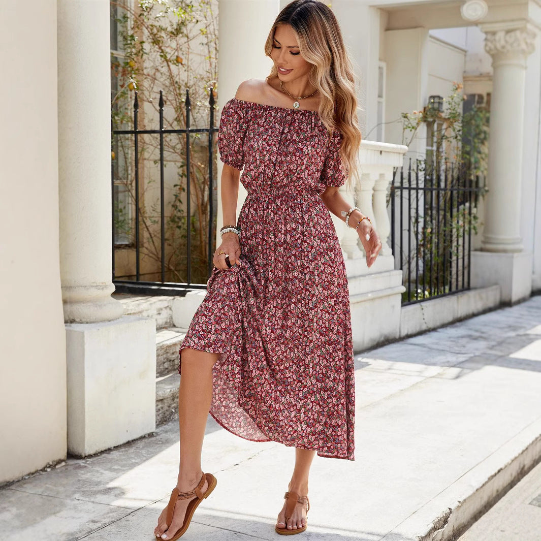 Dame Maxikjole med Off-Shoulder-design og blomster mønstre Stilla