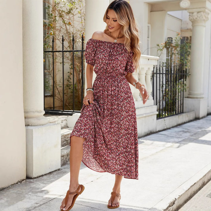 Dame Maxikjole med Off-Shoulder-design og blomster mønstre Stilla