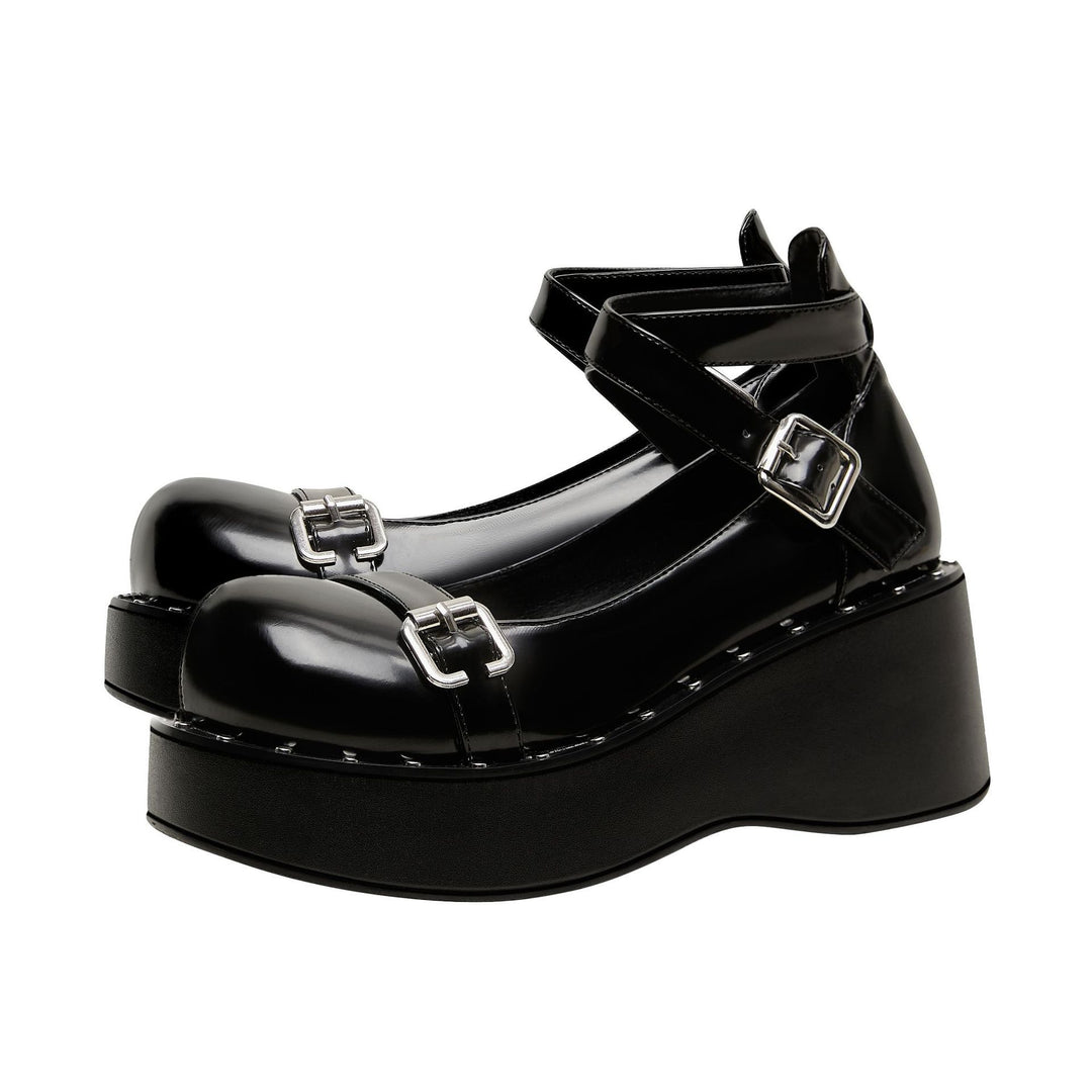 Dame Chunky Platform Mary Jane Sko med justerbare anklerem Stilla