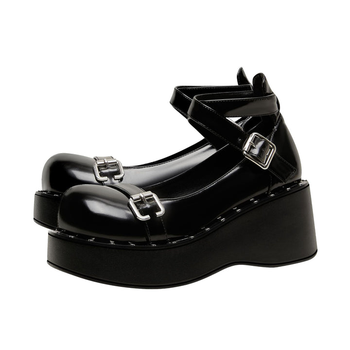 Dame Chunky Platform Mary Jane Sko med justerbare anklerem Stilla