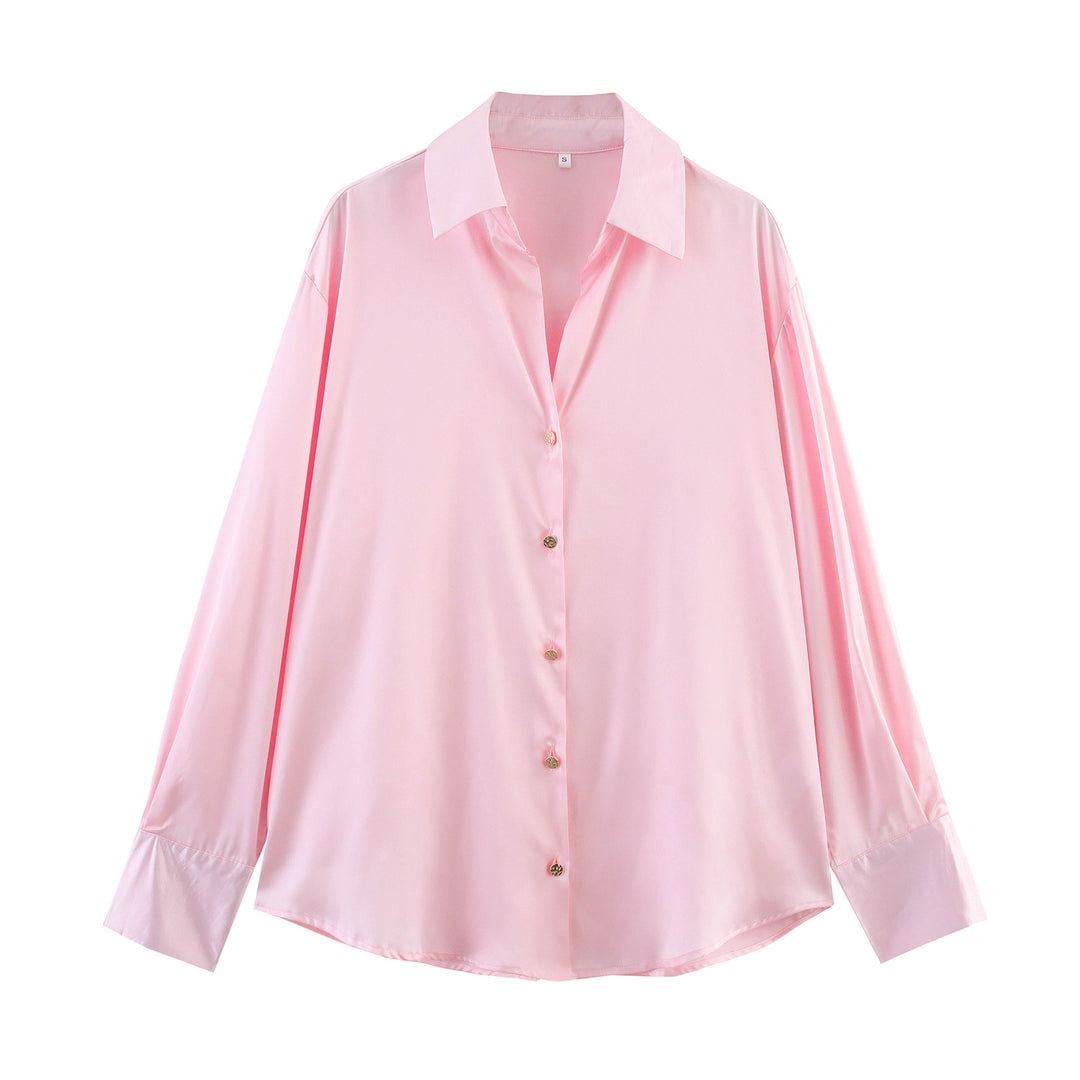 Dame silkebluse med moderne knapdetaljer Stilla