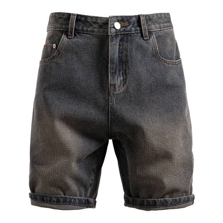 Herrer nan Jeansshorts med opfoldning, medium høj talje og klassisk lommeopdeling Skovae