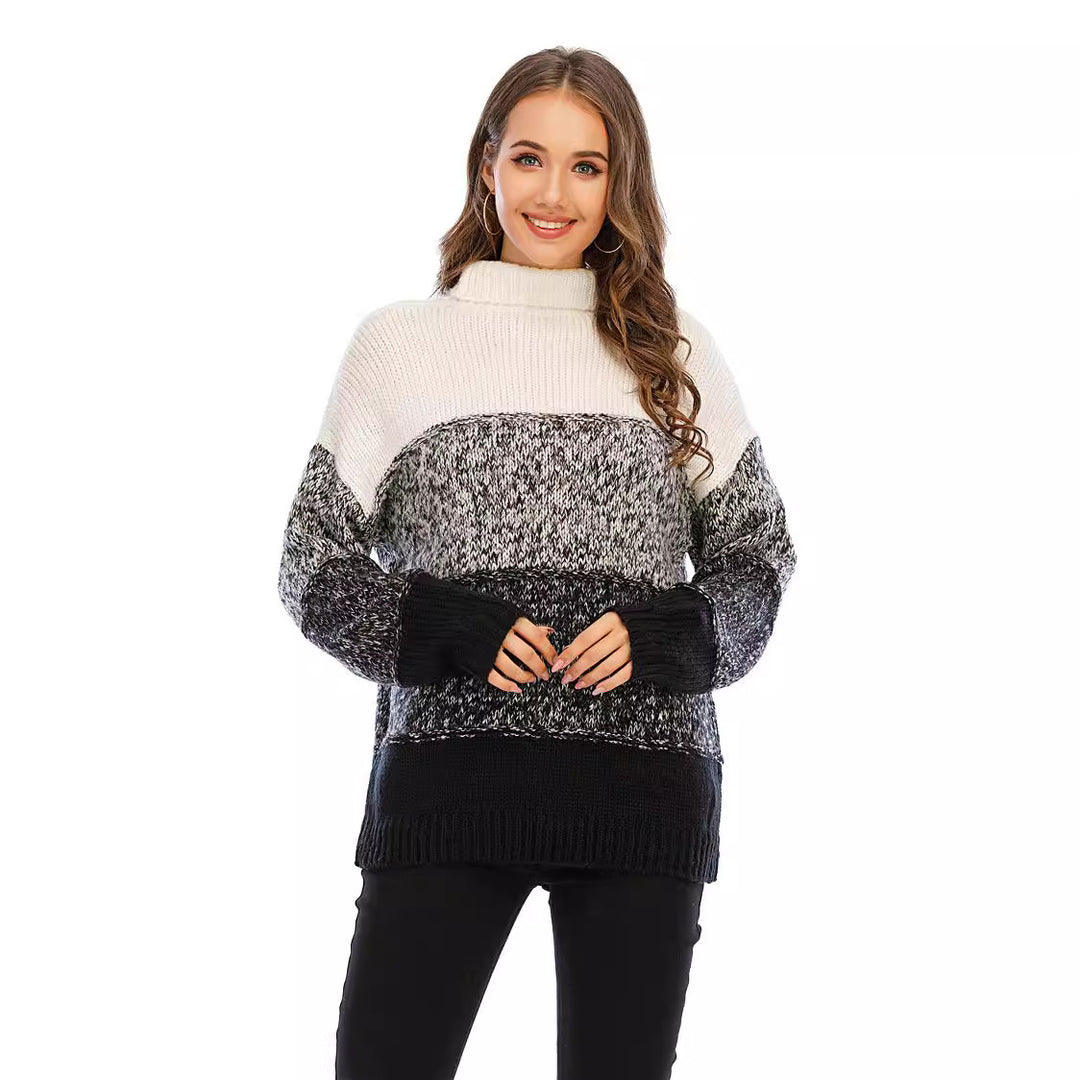 Kvinders hyggelige turtleneck sweater i struktureret strikdesign Stilla