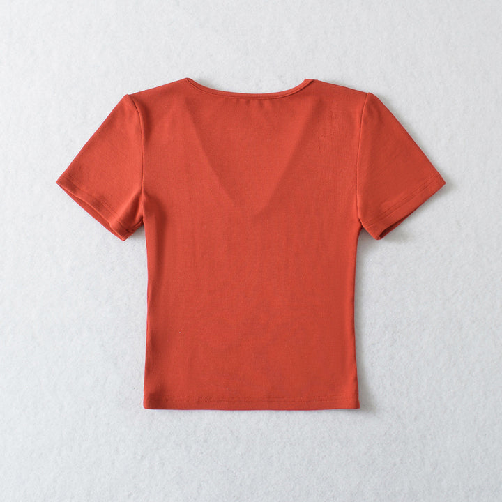 Dame V-hals T-shirt med figursyet snit Stilla