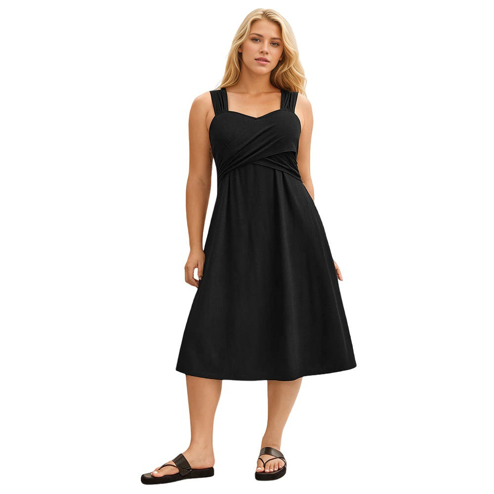 Dame indpakningskjole med elegant hjerteudskæring og justerbare stropper Stilla