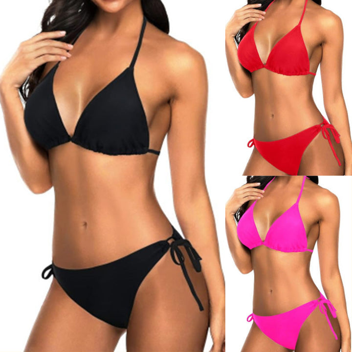 Dame triangel-bikini-sæt med justerbare stropper og minimalistisk design Skovae