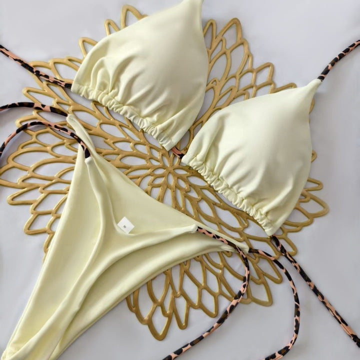 Dame Triangel-Bikini-Sæt med justerbare stropper og moderigtig leoprint Skovae