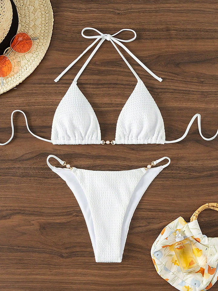 Dame triangel-bikini med moderne snøre detaljer og elegante accenter Skovae