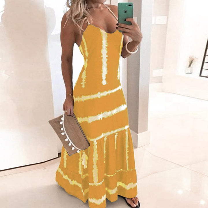 Dame Spaghetti Strop Maxi Kjole med Florescence Detaljer Stilla