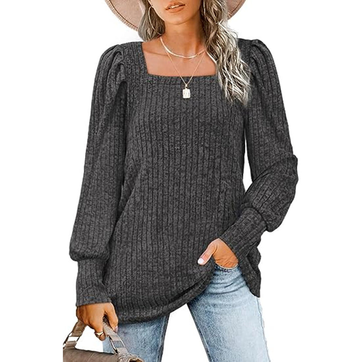 Dame sweater med ribbet design og ballonærmer Stilla