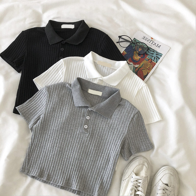 Femme Tekstureret Cropped Polo-Shirt Stilla