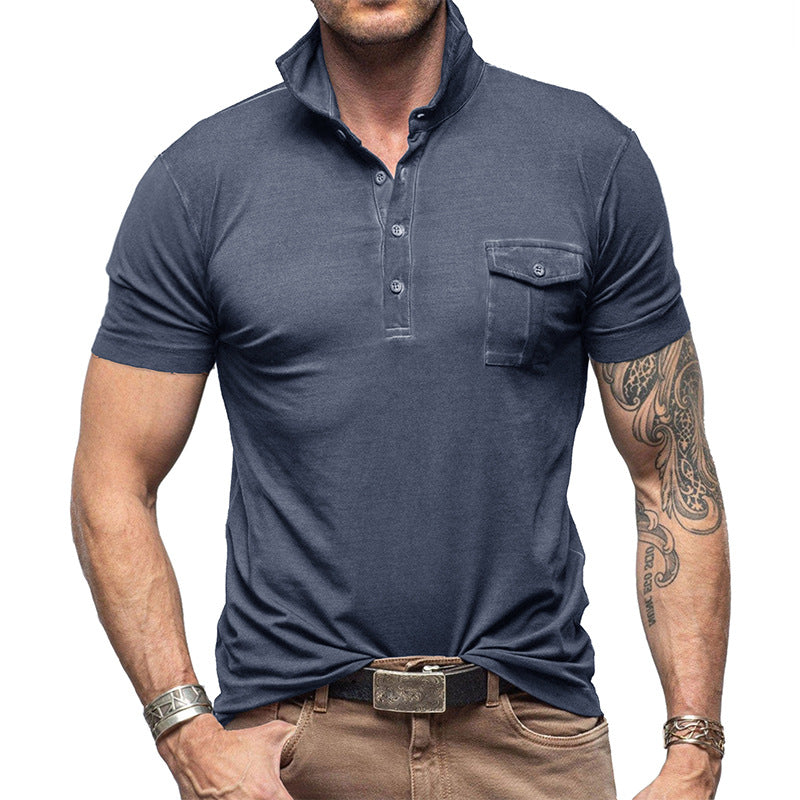 Herrer Poloshirt med praktisk brystlomme og moderne ståkrave Stilla