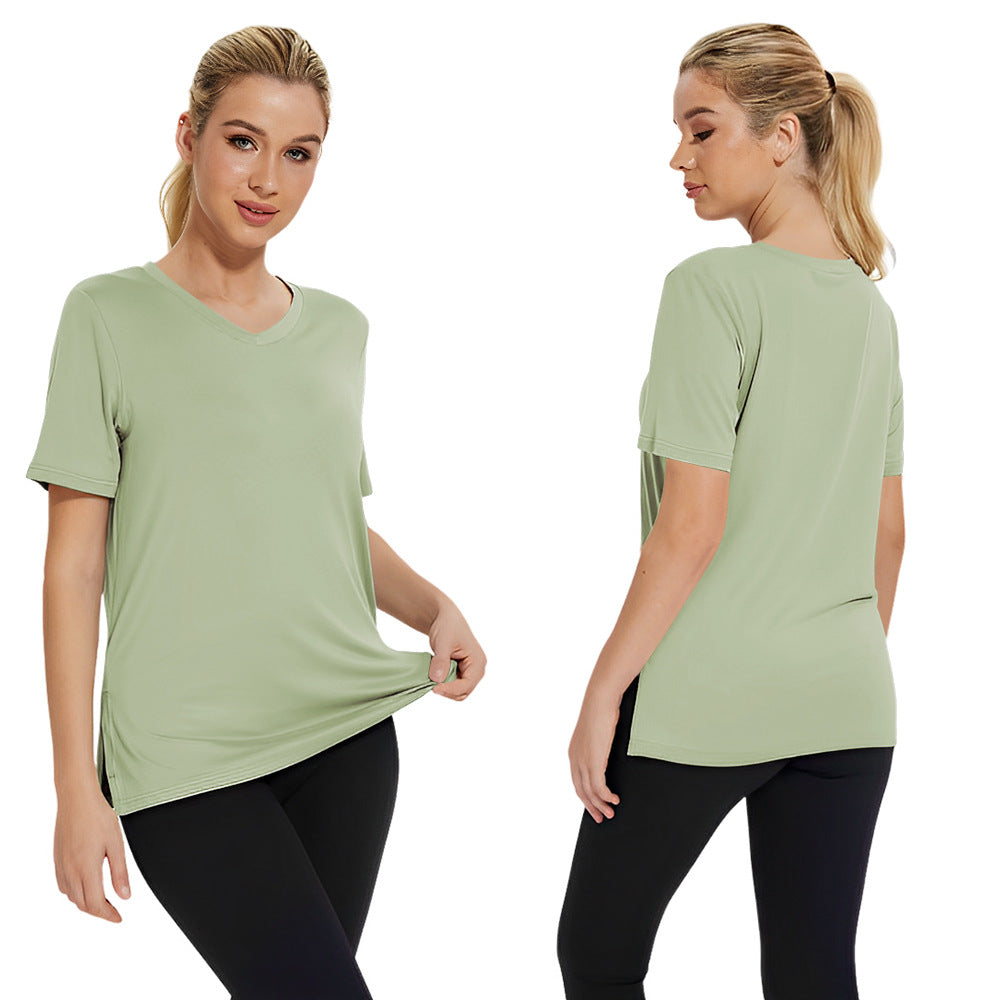 Dame Funktionelt V-Hals Sport T-shirt med åndbar teknologi Skovae