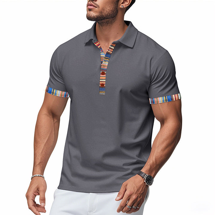 Herre polo shirt med farverig krave og ærmekant Stilla