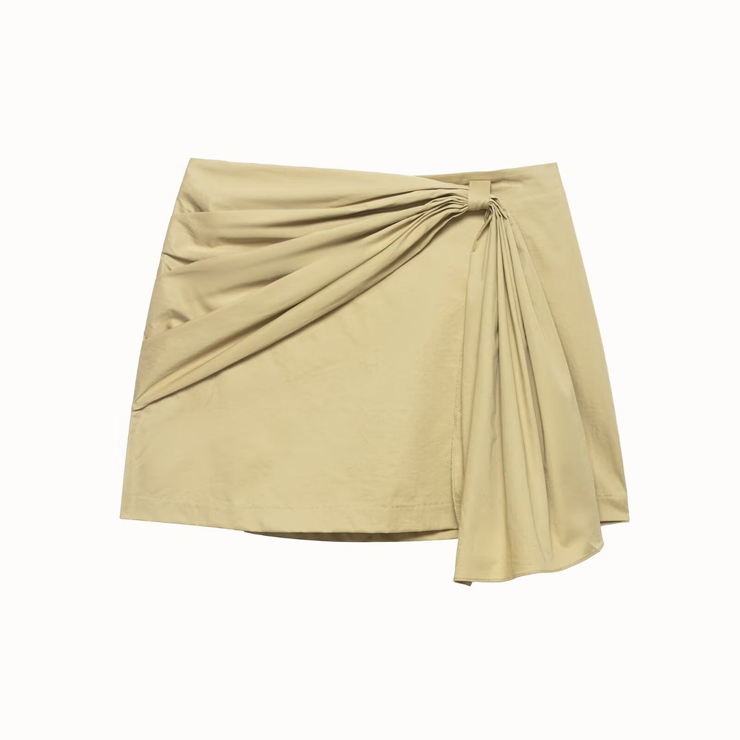 Dame wrap skirt med asymmetrisk design og dekorative draperinger Skovae