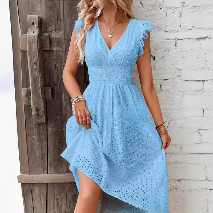 Dame sommerkjole i boho-stil med flæse Stilla
