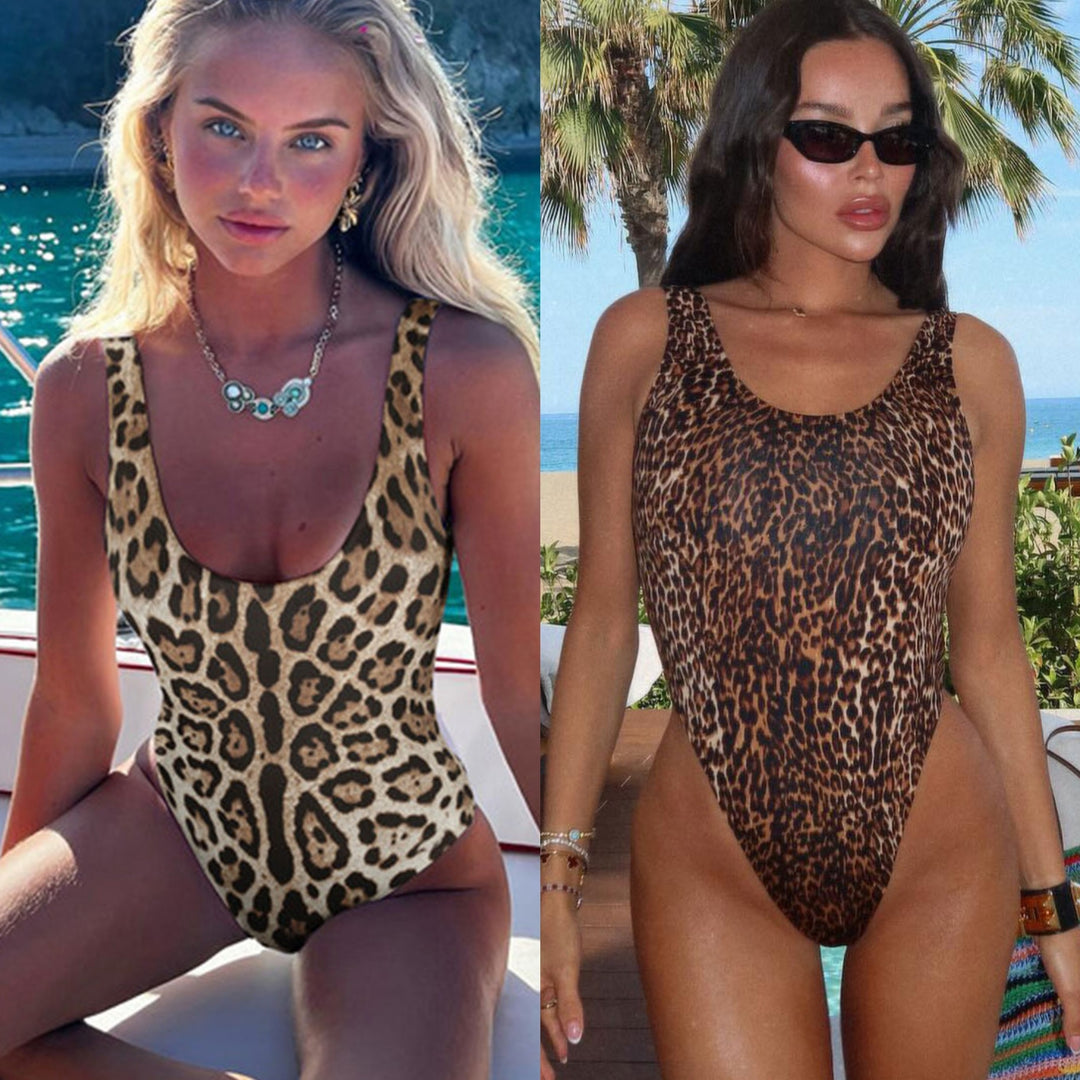 Dame Et-stykke Badedragt med ekstravagante Cut-Outs og moderne Leopardmønster Stilla