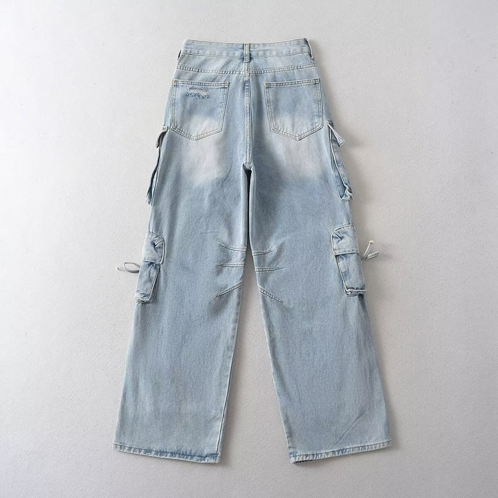 Dame cargo jeans med funktionelle lommer og afslappet snit Stilla