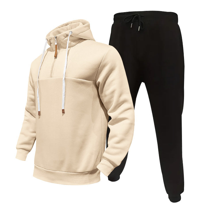 Herrer sporty hoodie-sæt med lynlås og praktiske lommer Stilla
