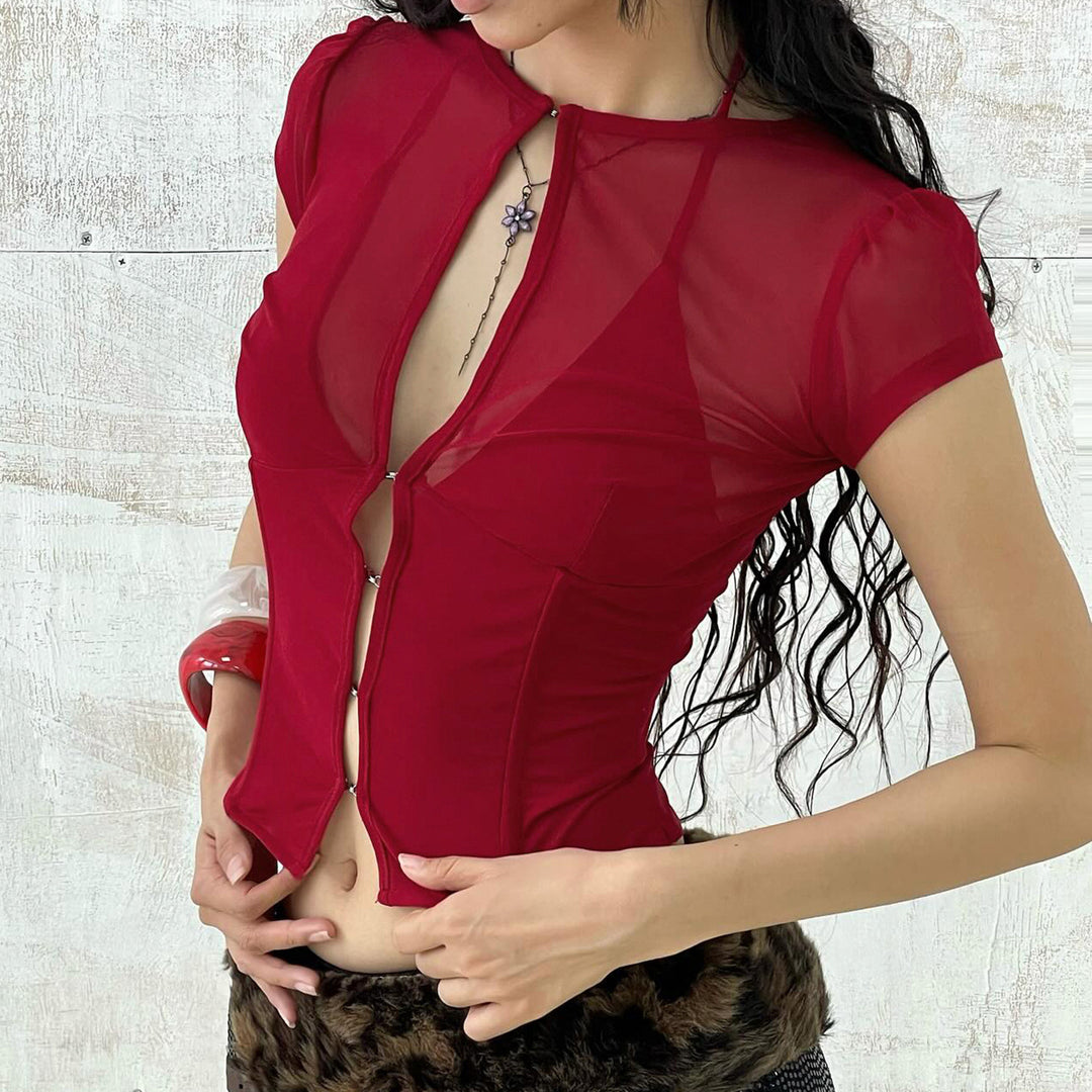 Damen cropped Oberteil mit dekorativer Schnürung Skovae