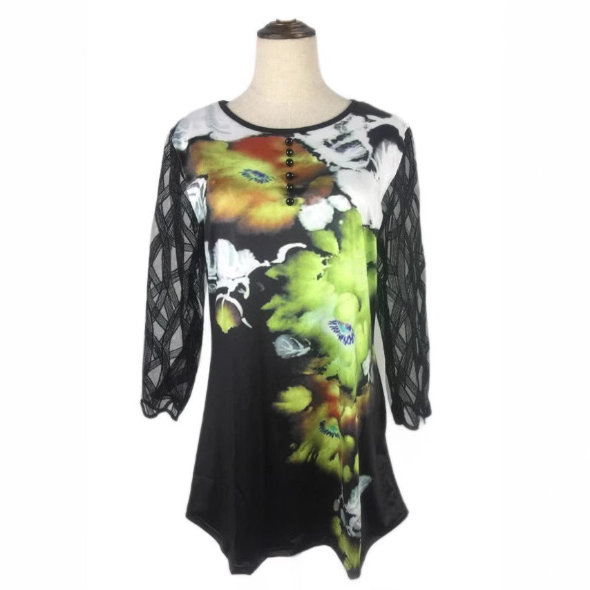 Stilla | Trendy Trykt Blonde Splice Kortærmet T-shirt