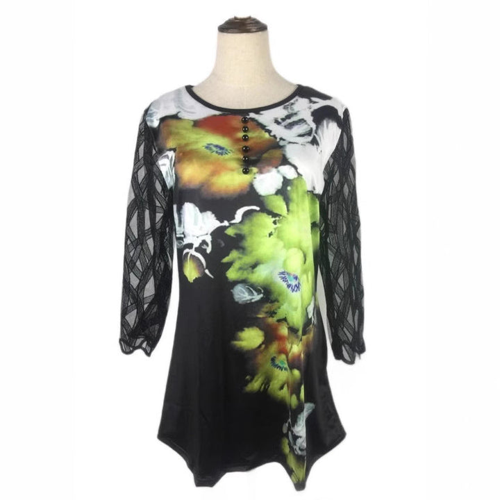 Stilla | Trendy Trykt Blonde Splice Kortærmet T-shirt