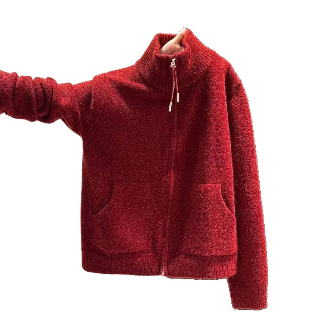 Kvinders termisk cardigan med høj krave og to praktiske lommer.