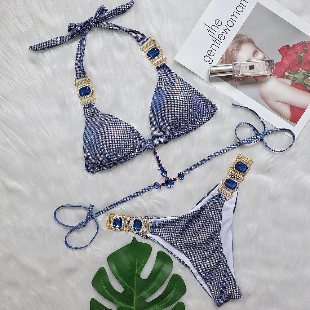 Dame High-Shine Halter Bikini Sæt Stilla