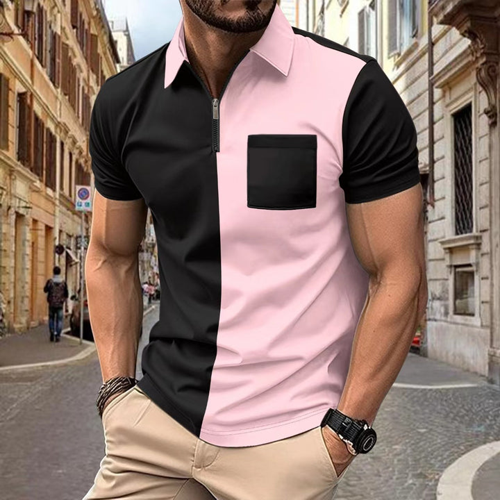 Herren Polo-Shirt med moderne farveblokdesign Stilla