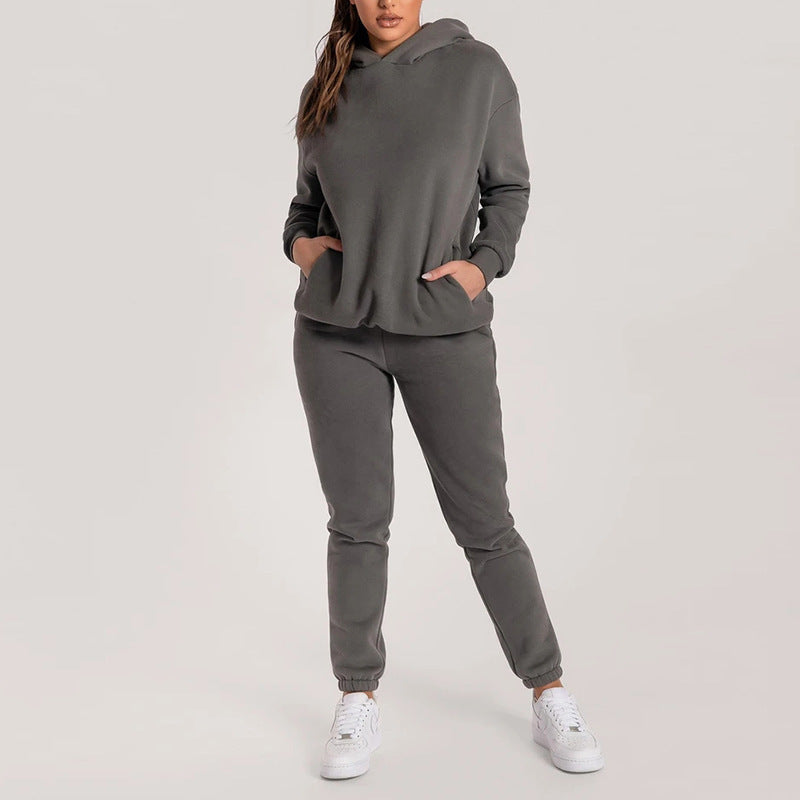 Kvinders casual hoodie sæt med praktiske lommer og elastisk talje Stilla