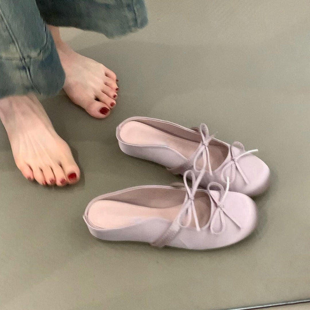 Dame ballet-inspirerede slip-on ballerinaer med sløjfedetalje og polstret sål Stilla