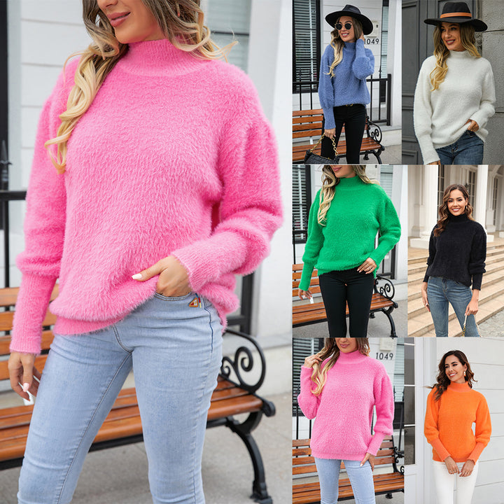 Damerne hyggelige højkrave sweater med voluminerede ærmer Stilla