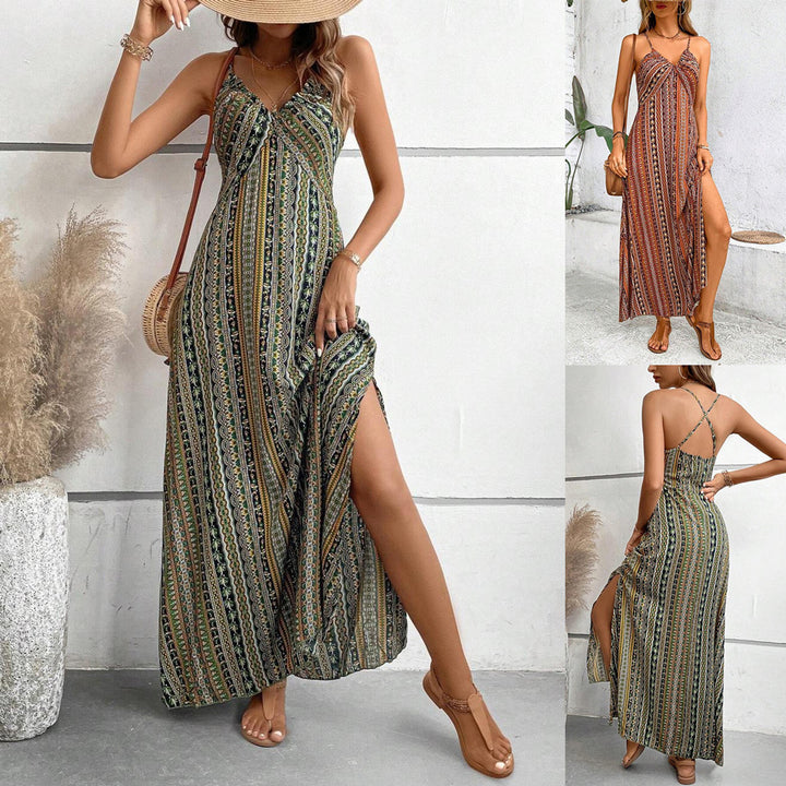 Damer Strappy Bohemian Maxi Kjole Stilla
