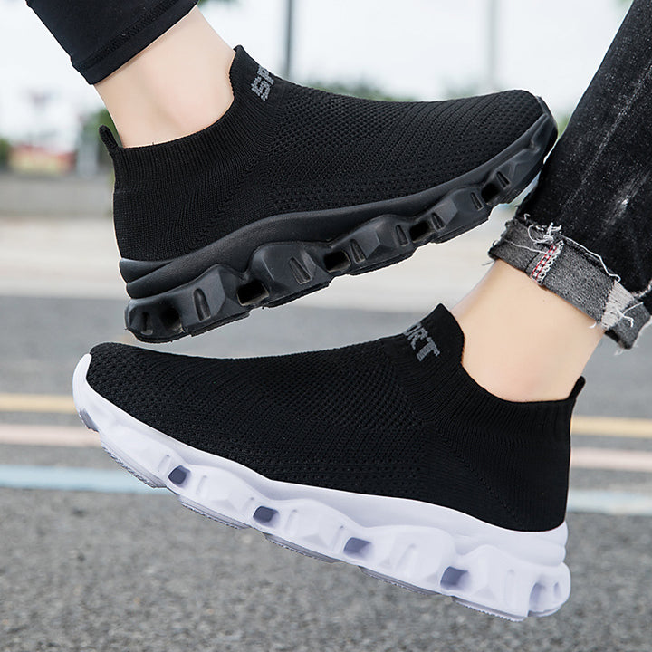 Unisex nan nahtløs strik-slip-on med soklignende skaft og skulptureret dæmpningssål Skovae
