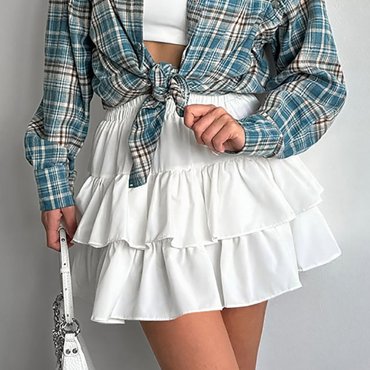 Dame ruffled skirt med lagdelt design og elastisk talje Stilla