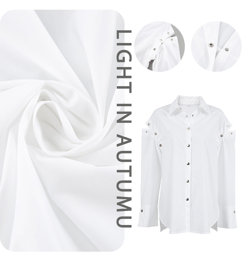Dame Oversized Skjorte med asymmetrisk snit og modige detaljer Stilla