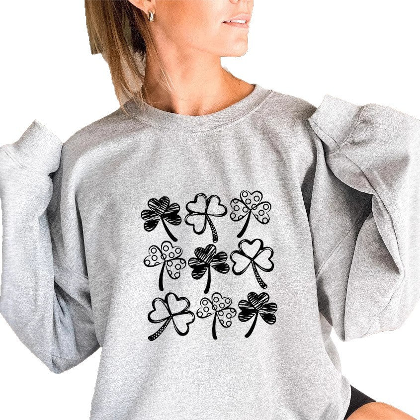 Kvinders sweatshirt med legesygt kløvermotiv Stilla