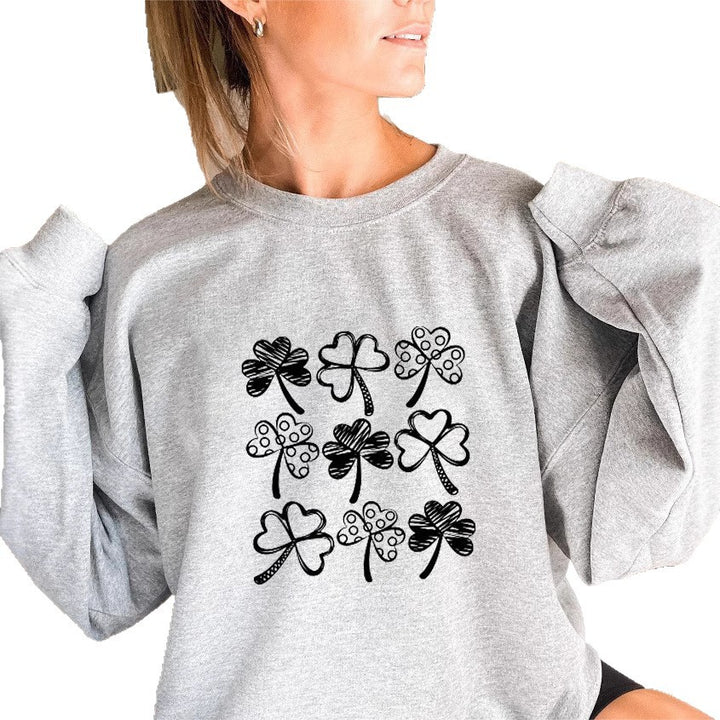 Kvinders sweatshirt med legesygt kløvermotiv Stilla