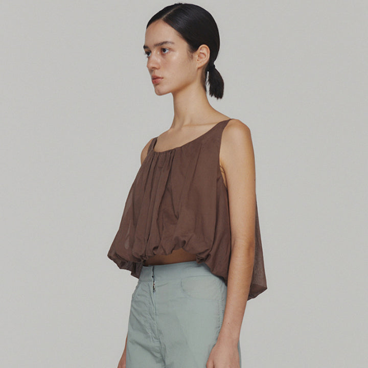 Dame Lagdeltet Cropped Top med flydende snit og raffinerede folder Stilla