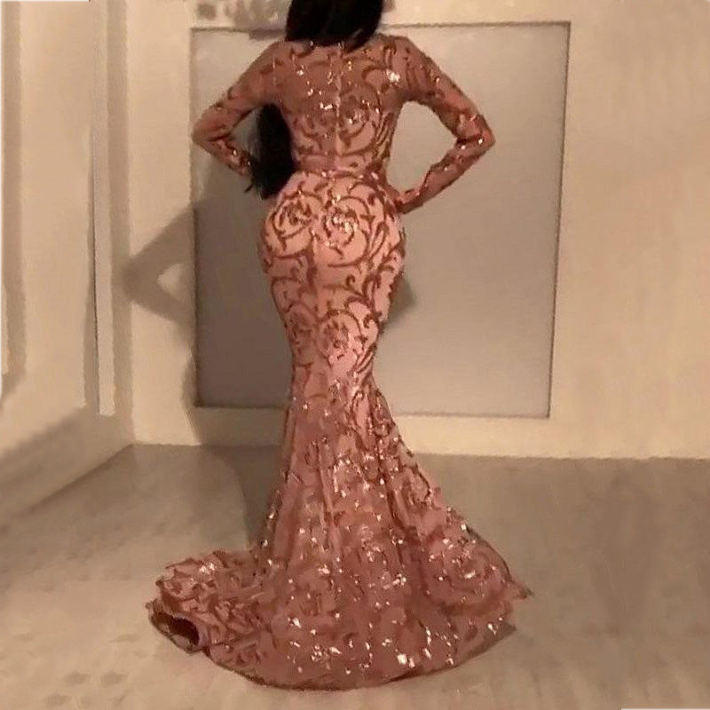 Dame Luksuriøs Aftenkjole med skinnende Pailletten dekoration og elegant split Stilla