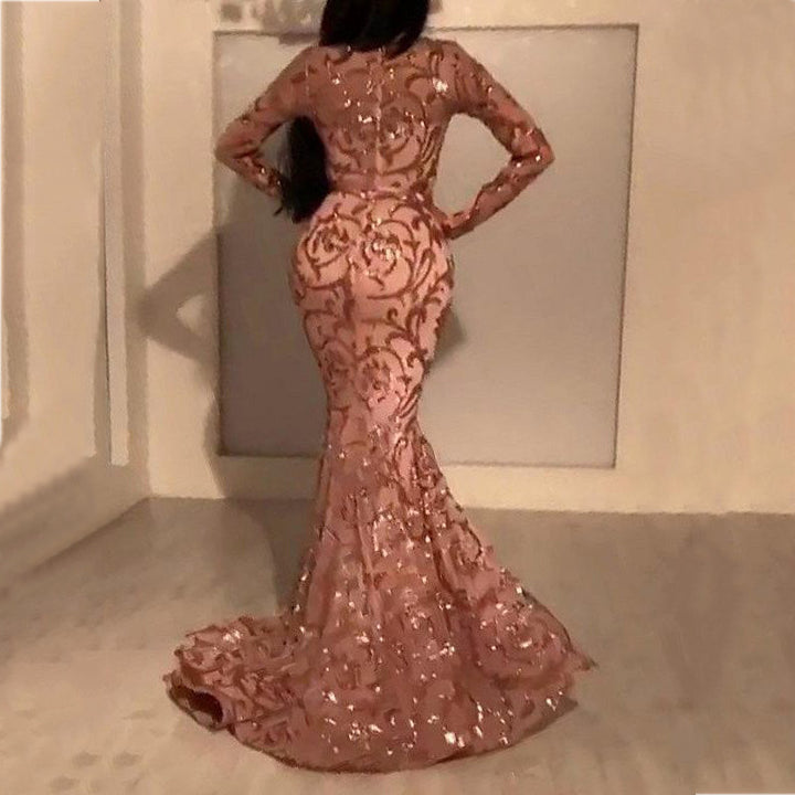 Dame Luksuriøs Aftenkjole med skinnende Pailletten dekoration og elegant split Stilla