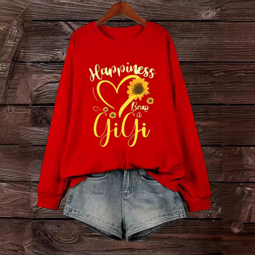Kvinders sweatshirt med voluminøse ærmer og muntert motiv Stilla