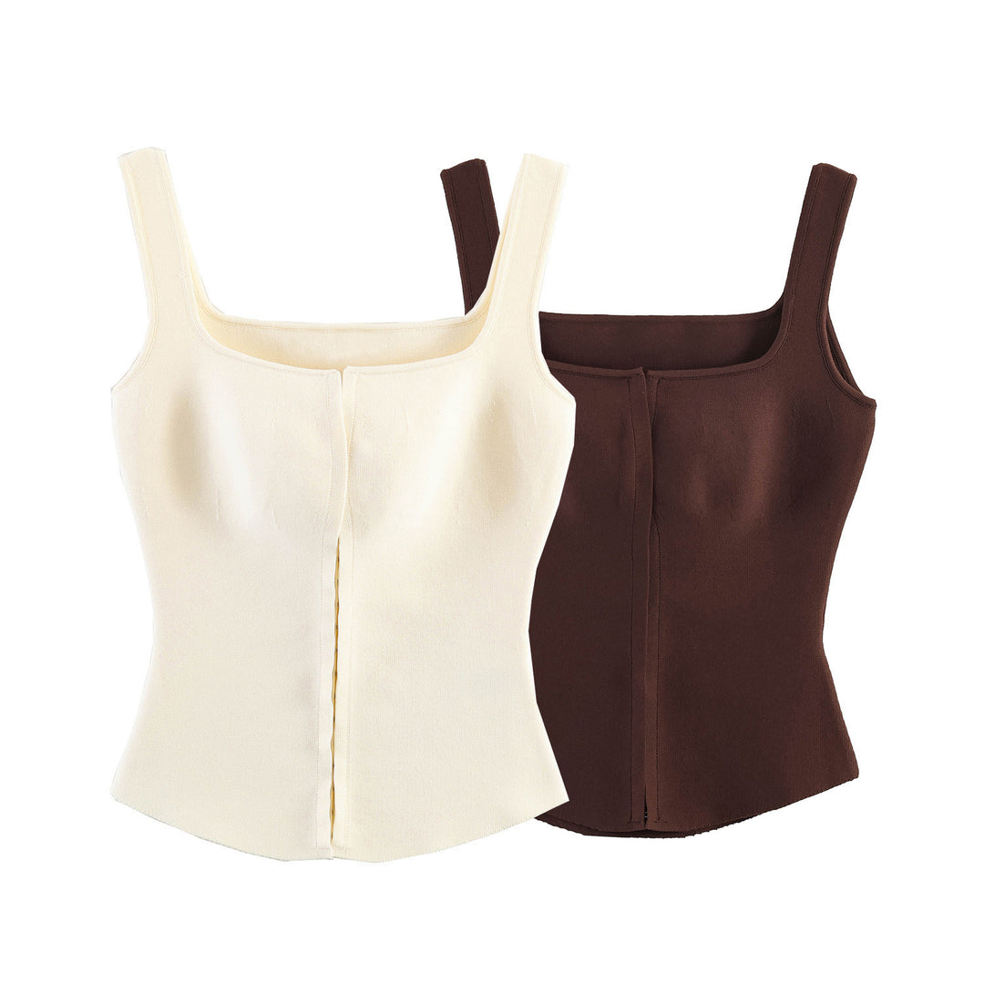 Dame figursyet camisole-top med firkantet udskæring og elastisk materiale Skovae
