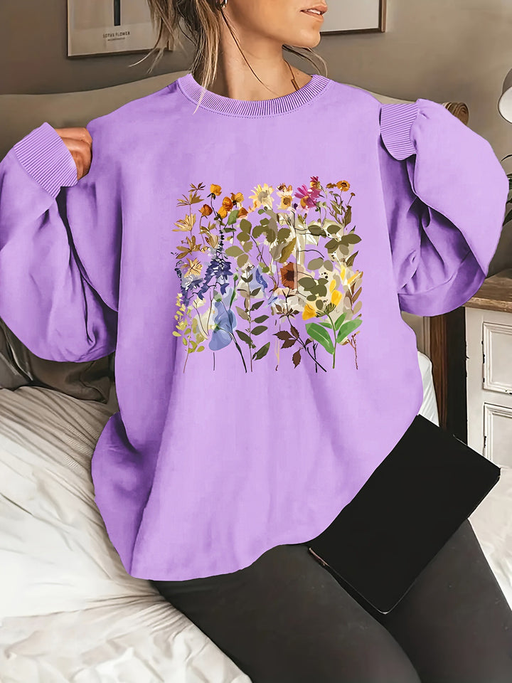 Kvinders sweatshirts med blomstermotiver og komfortabel pasform Stilla