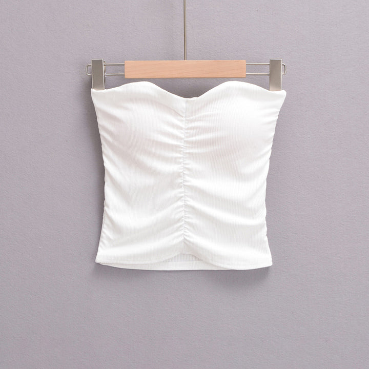 Dame Crop-Top med hjerteformet udskæring og struktureret materiale Stilla